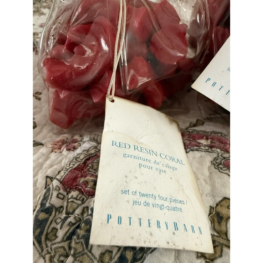 NWT 2 Bags 24 Each Pottery Barn Red Resin Coral Vase Filler Decorative Beach Sea
